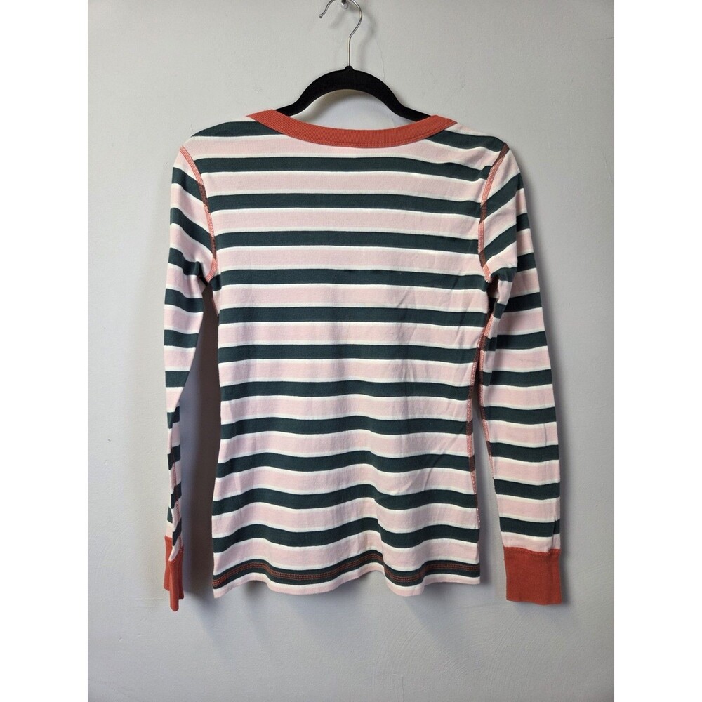 Hanna Andersson Women's XS Striped Knit Long Sleeve Crew Neck Tee Pink Green - Picture 7 of 8